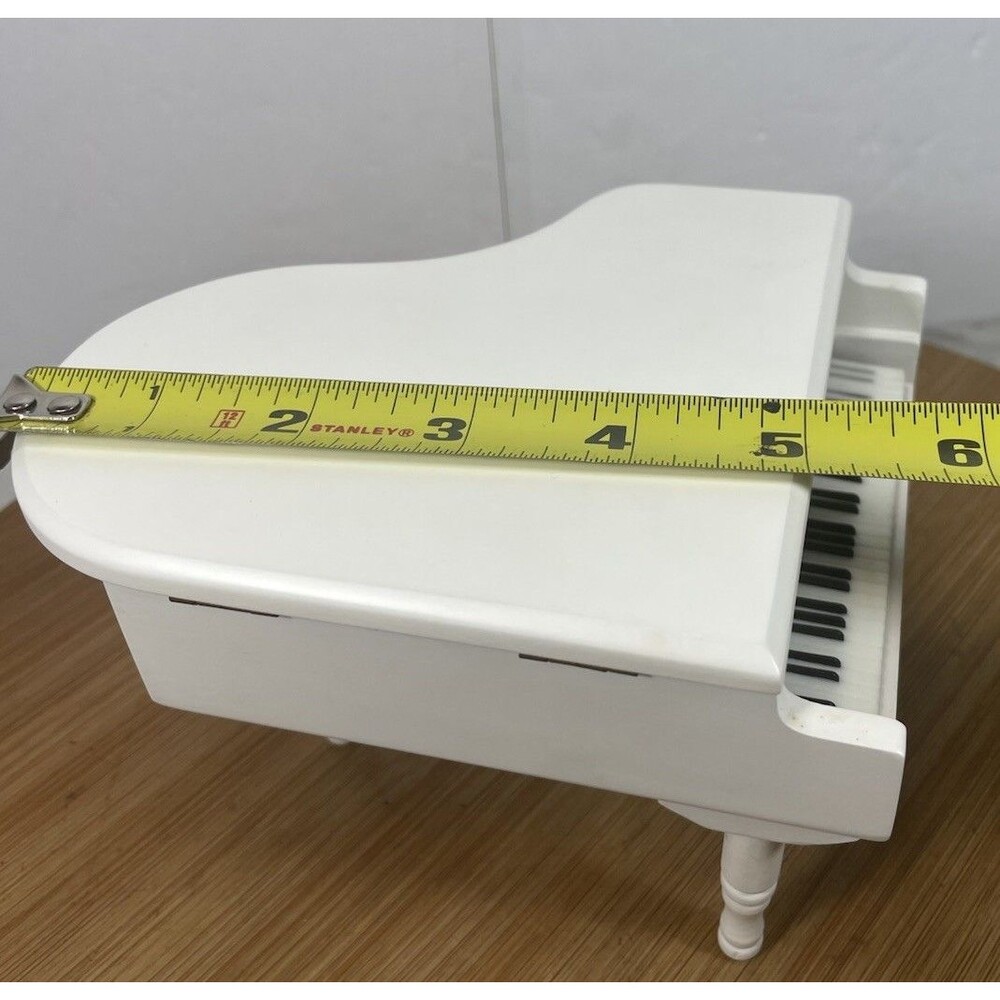 White Piano Music Box with Bench and Black Case Musical Boxes Gift for Christmas - Picture 10 of 13